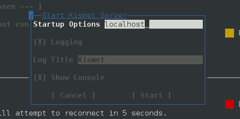 kismet Startup Options