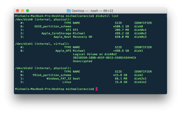 Terminal diskutil